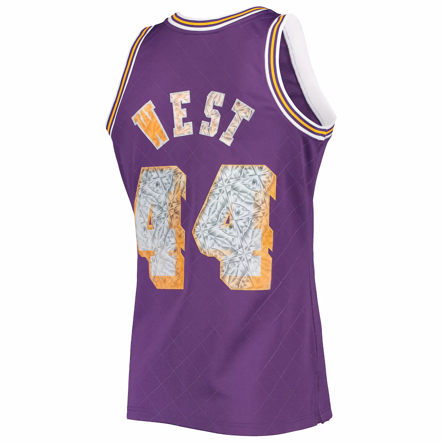 Jerry West, Los Angeles Lakers, Jersey de la Edición Fan Diamante de la 75ª Aniversario del NBA 1971/72 Clásico, Morado