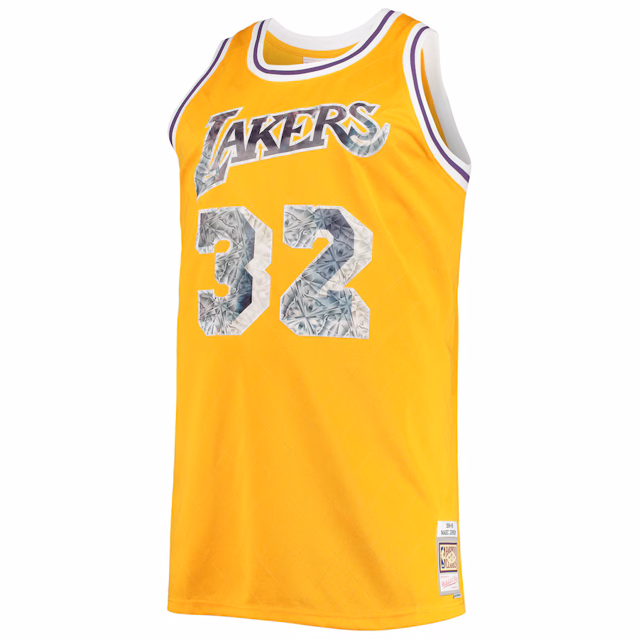 Magic Johnson, Los Angeles Lakers, 1984/85 NBA 75th Anniversary Diamond Fan Edition Jersey, Gold