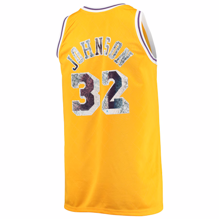 Magic Johnson, Los Angeles Lakers, 1984/85 NBA 75th Anniversary Diamond Fan Edition Jersey, Gold