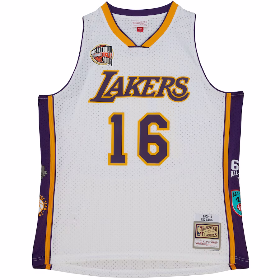Pau Gasol, Los Angeles Lakers, Retro Unisex Hall of Fame 2023, Bianco
