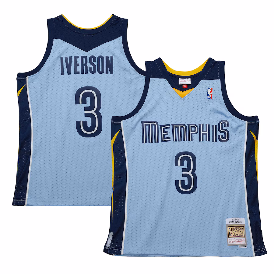 Allen Iverson Memphis Grizzlies 2009/10 Hardwood Classics Light Blue Jersey