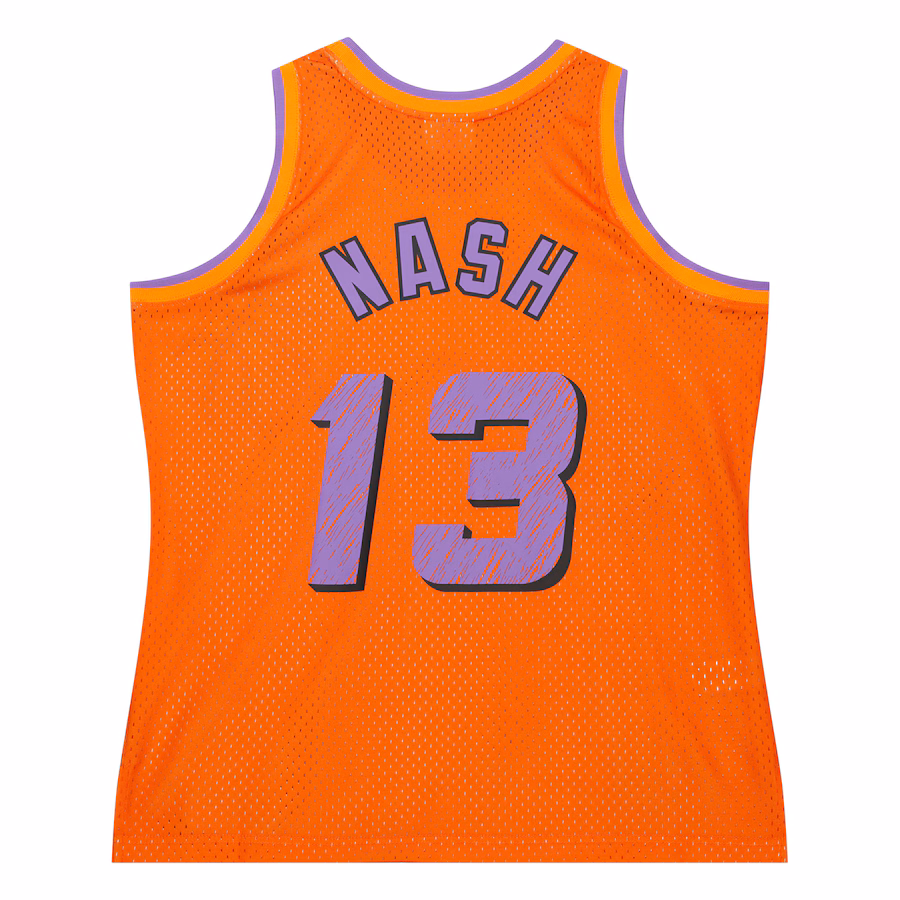 Camiseta Swingman Sidewalk Sketch 1996/97 de Steve Nash para los Phoenix Suns de Mitchell & Ness - Naranja
