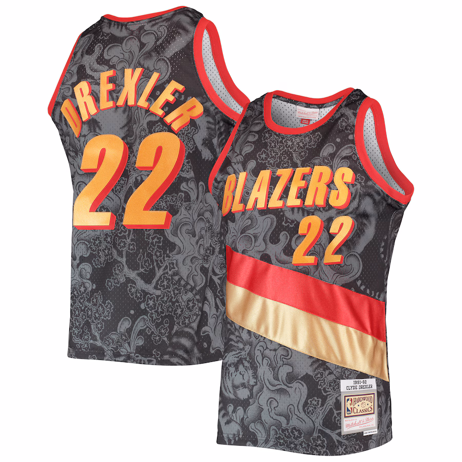 Clyde Drexler Portland Trail Blazers 1991/92 Lunar New Year Jersey