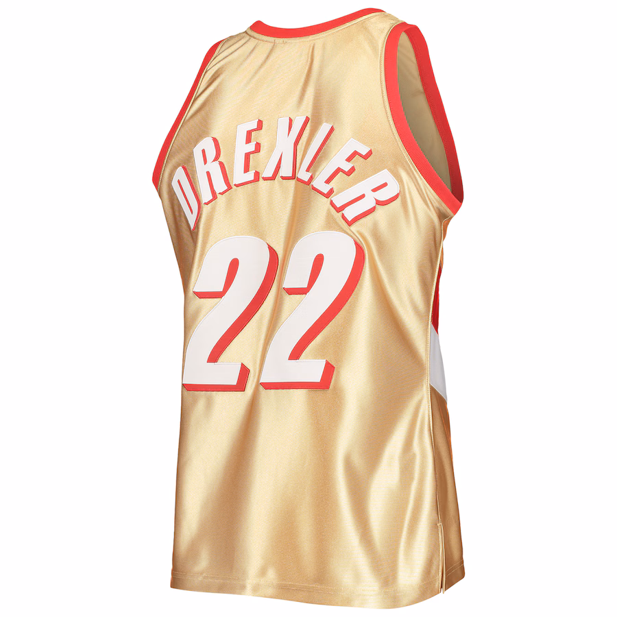 Clyde Drexler, Portland Trail Blazers, 75th Anniversary 1991/92 Hardwood Classics Jersey, Gold