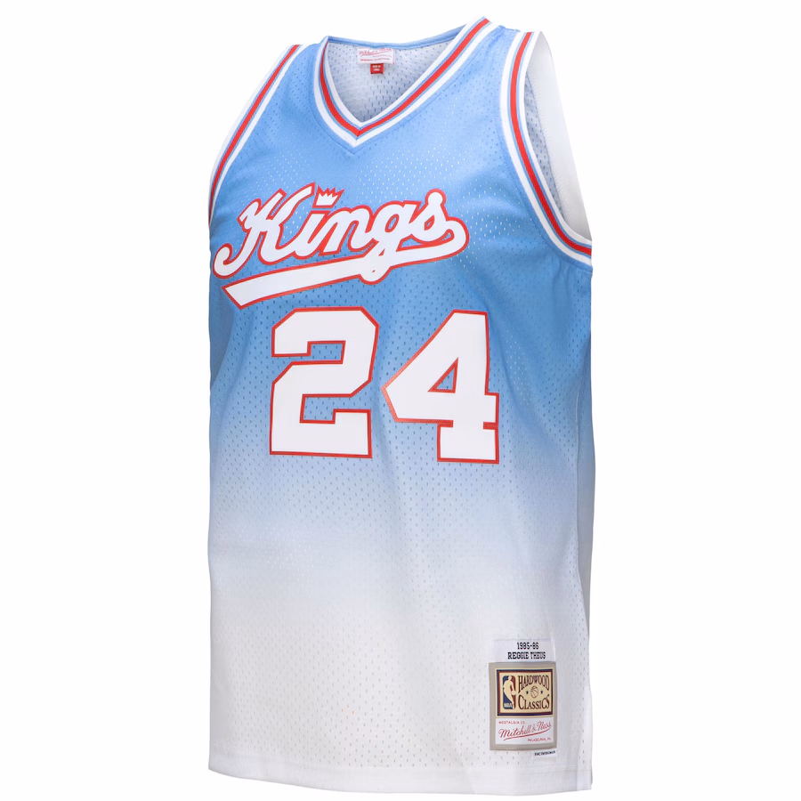 Reggie Theus, Sacramento Kings, 1985/86, Bianco/Azzurro Chiaro