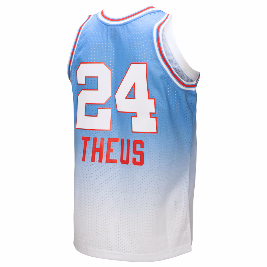 Reggie Theus, Sacramento Kings, 1985/86, Bianco/Azzurro Chiaro