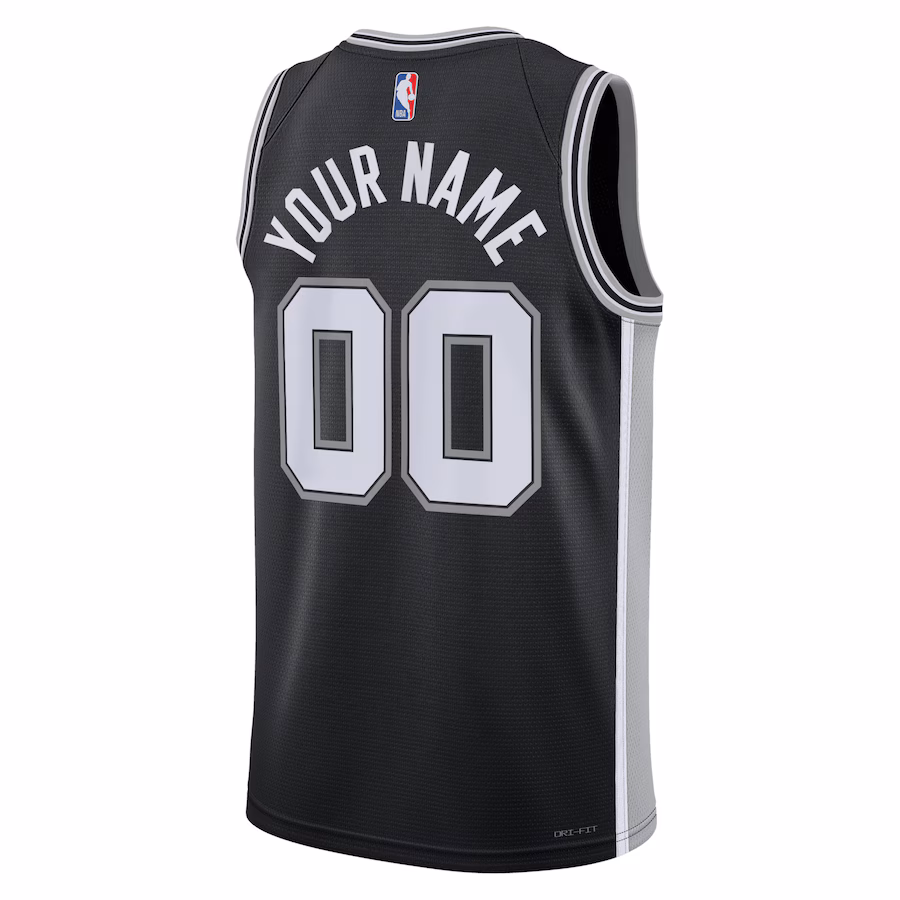 Camiseta personalizada unisex de los San Antonio Spurs, Edición icónica, Negro