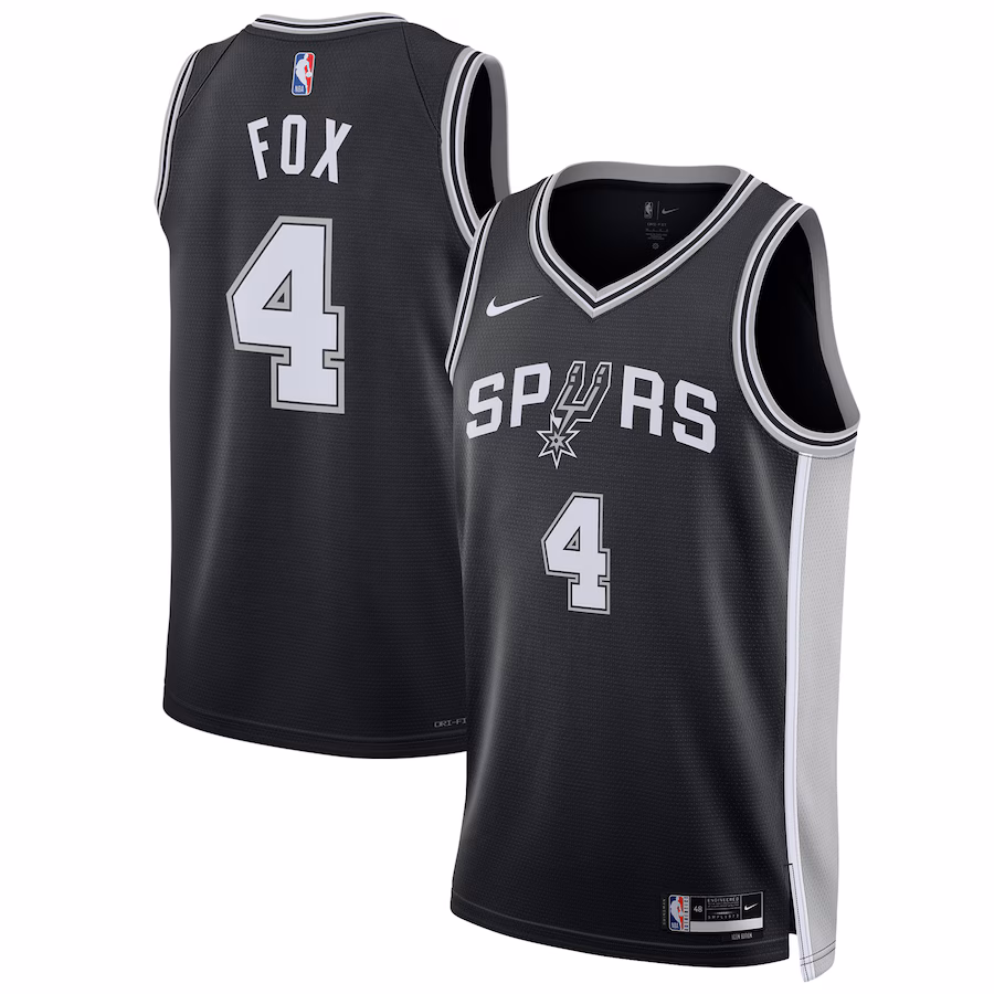 De'Aaron Fox, San Antonio Spurs, Men's and Women's, Icon Edition, Black