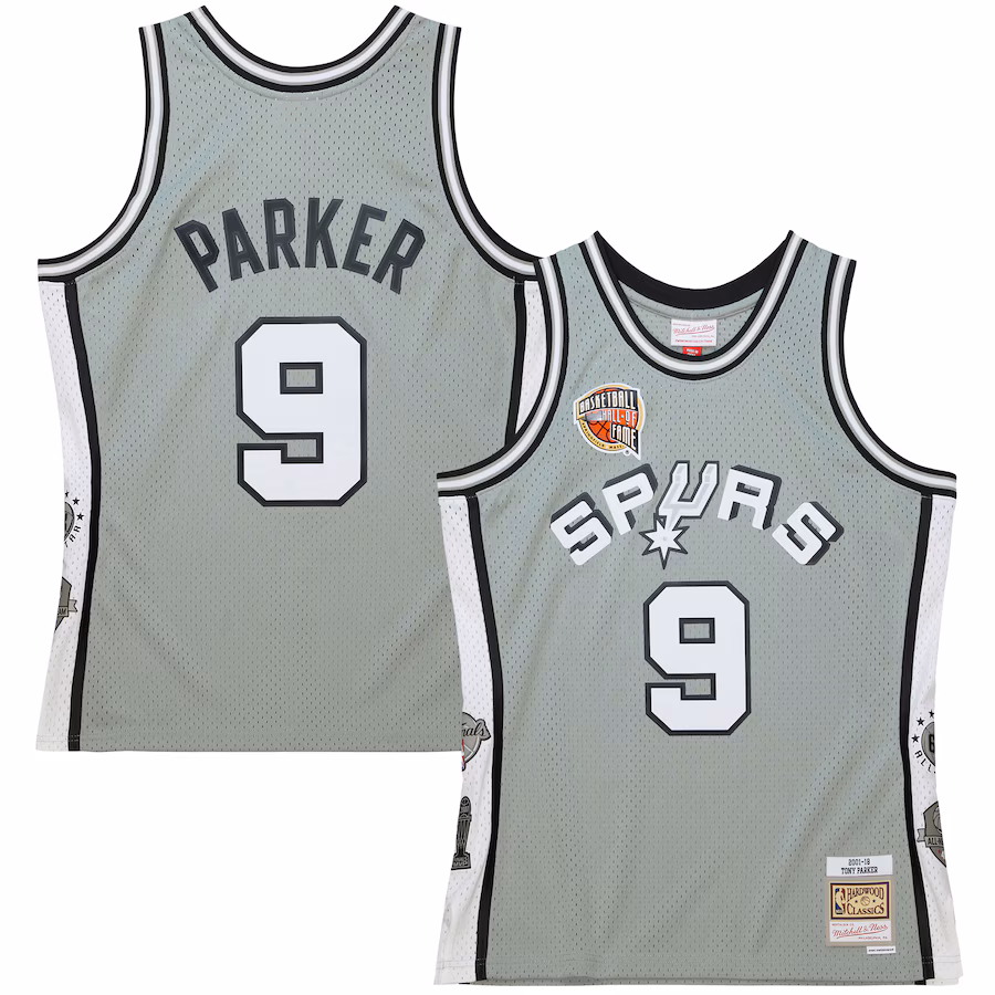 Tony Parker, San Antonio Spurs, Unisex Hall of Fame 2023 Class Retro, Gray