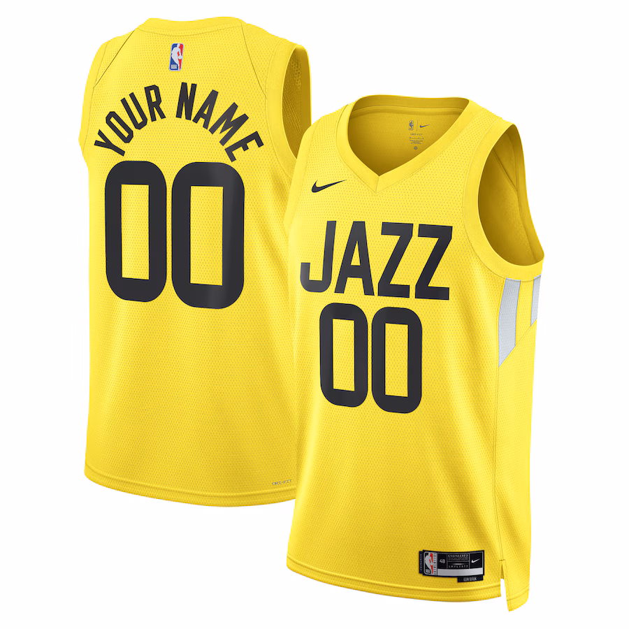 Utah Jazz Custom Jersey, Icon Edition, Yellow