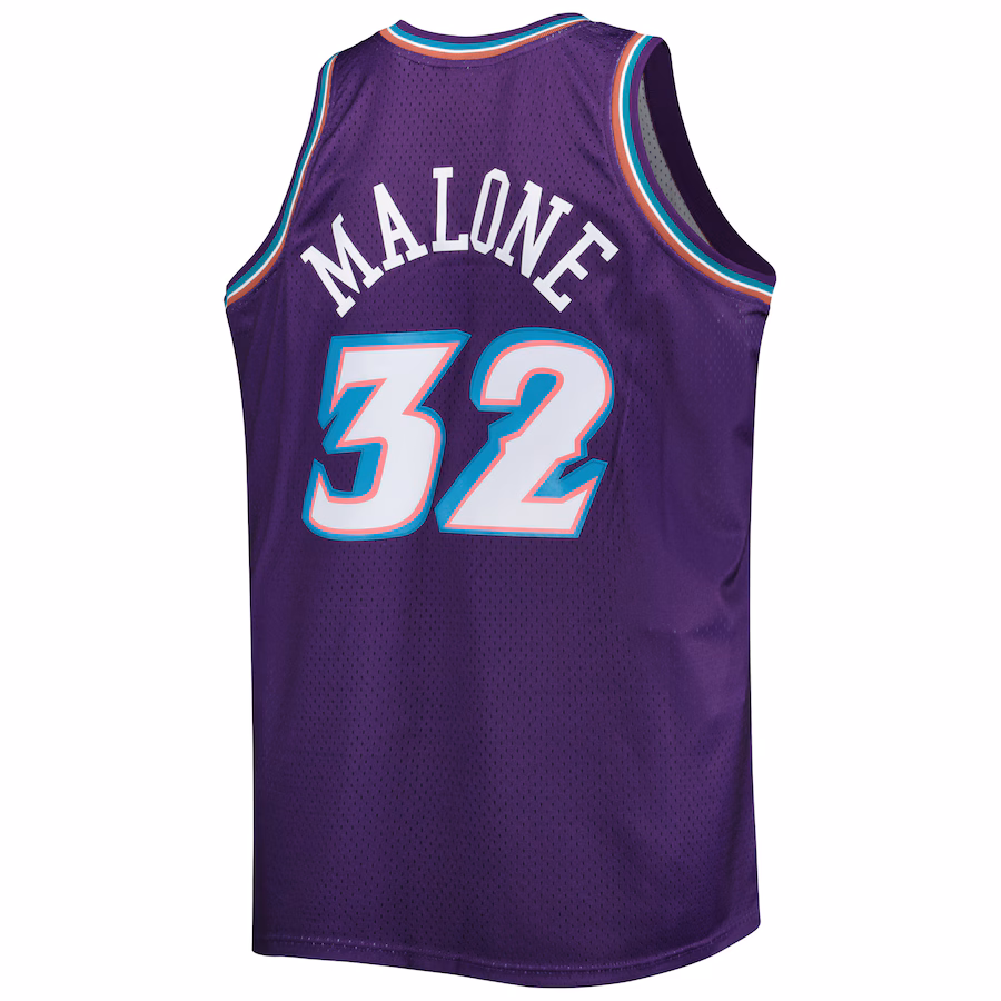 Camiseta de hincha de Karl Malone del Utah Jazz en 1996/98, Púrpura