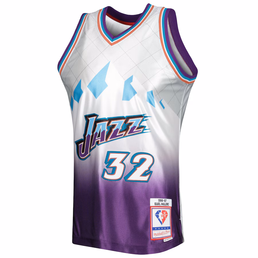 Karl Malone Utah Jazz 1996/97 Edición Clásica del 75º Aniversario, Blanco